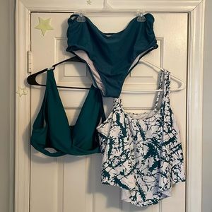 Two Tops & One High Waist Teal Bikini Set